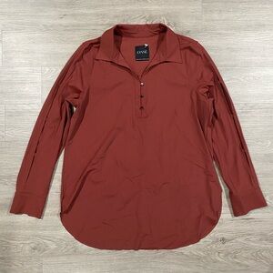 Lysse Womens Rust Shirt Brick Long Sleeve Collar Casual Work Career Medium Tunic